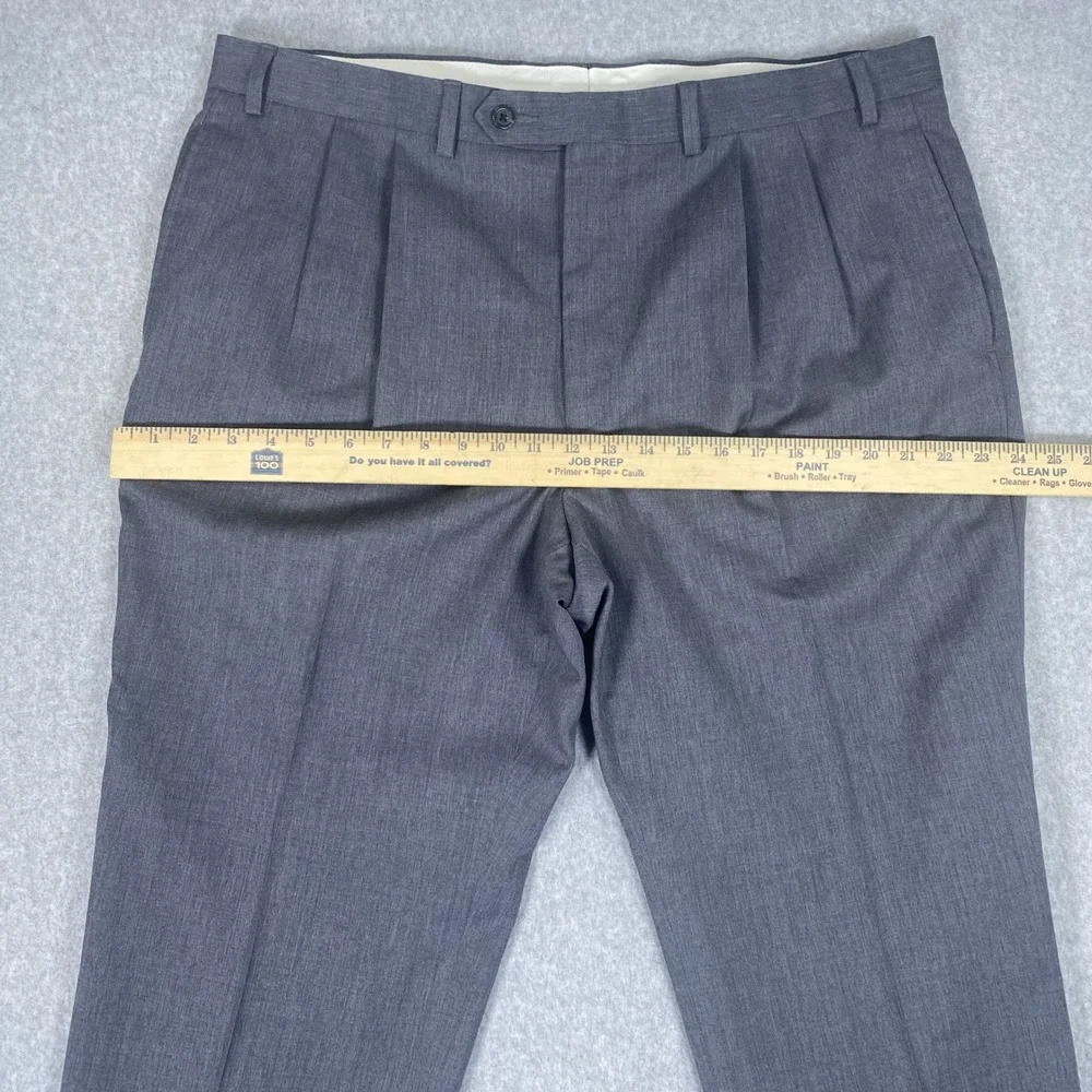 Lauren Ralph Lauren Dress Pants Mens 40x32 Gray Wool Pleated Cuffed Trousers